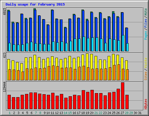 Daily usage for February 2015