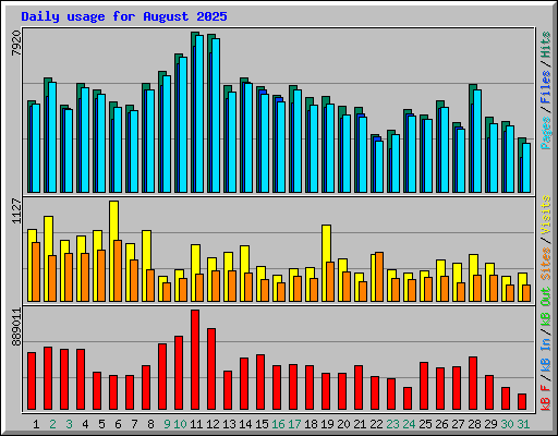 Daily usage for August 2025