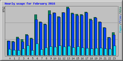 Hourly usage for February 2016