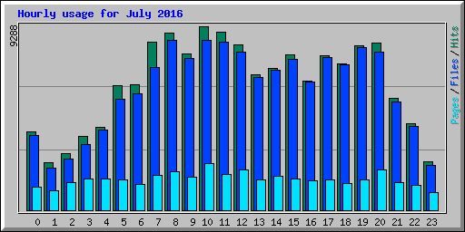 Hourly usage for July 2016