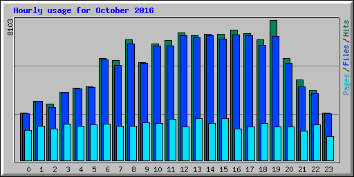 Hourly usage for October 2016